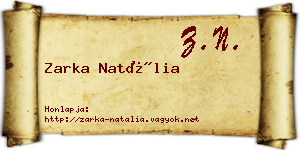 Zarka Natália névjegykártya